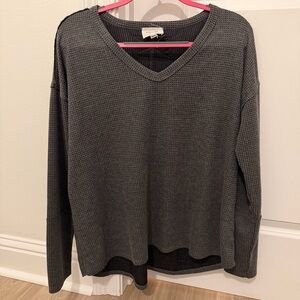 ANDREE BY UNIT Charcoal V-Neck Waffled Shirt